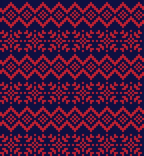 Christmas Snowflakes Fair Isle Seamless Pattern — ストックベクタ