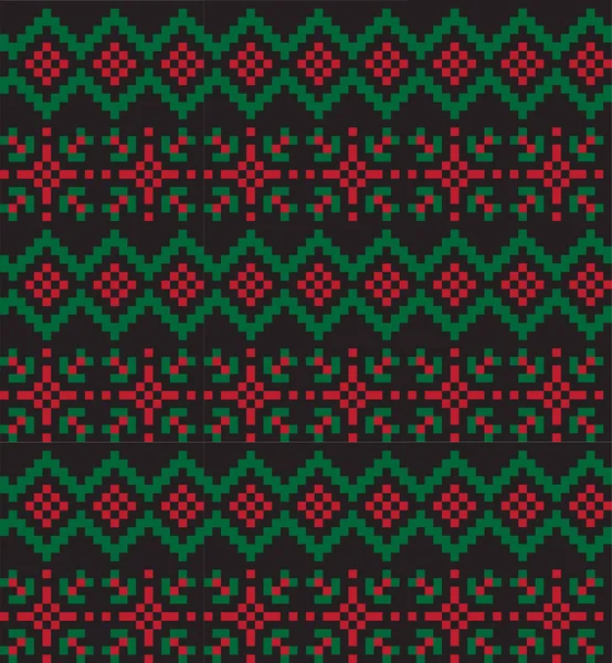 Christmas Snowflakes Fair Isle Seamless Pattern — ストックベクタ