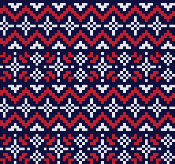 Christmas Snowflakes Fair Isle Seamless Pattern — Stock Vector