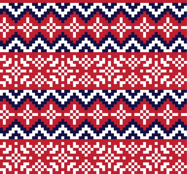 Navidad copos de nieve Fair Isle patrón sin costura — Vector de stock