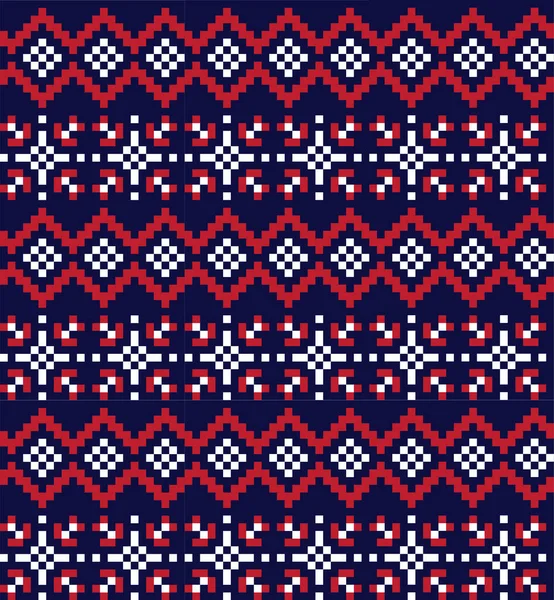 Christmas Snowflakes Fair Isle Seamless Pattern — ストックベクタ