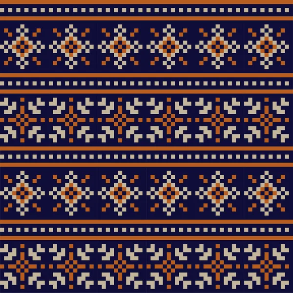 Christmas Snowflakes Fair Isle Seamless Pattern - Stok Vektor