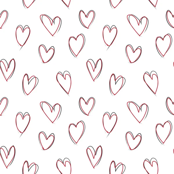 Heart shape Brush Strokes Seamless Pattern — 스톡 벡터