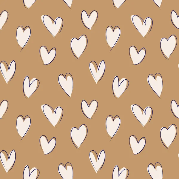 Heart shape Brush Strokes Seamless Pattern — Stock Vector