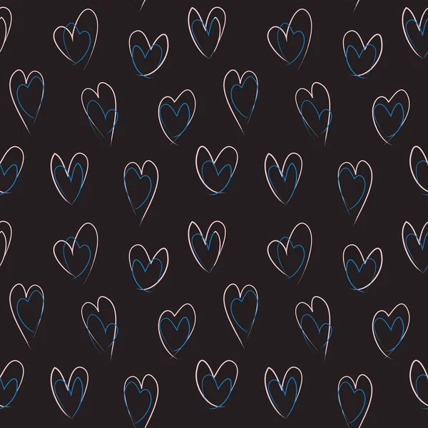 Heart shape Brush Strokes Seamless Pattern — Stock Vector