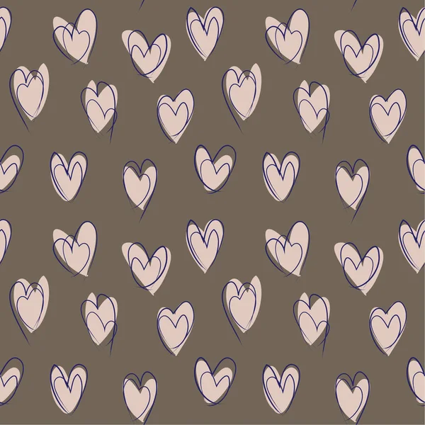 Forme de coeur Coups de pinceau Modèle sans couture — Image vectorielle