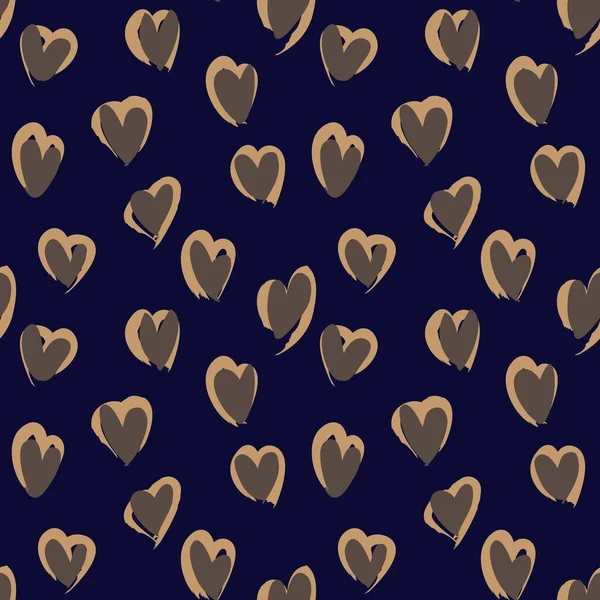 Heart shape Brush Strokes Seamless Pattern — Stock Vector