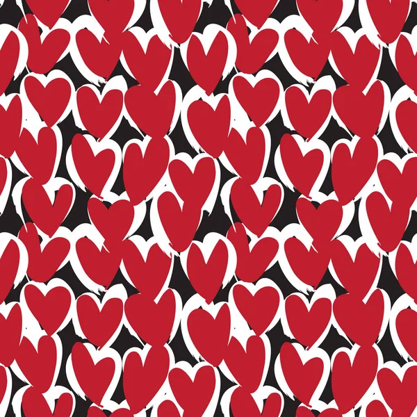 Βούρτσα σχήμα καρδιάς Εγκεφαλικά επεισόδια χωρίς ραφή μοτίβο — Διανυσματικό Αρχείο