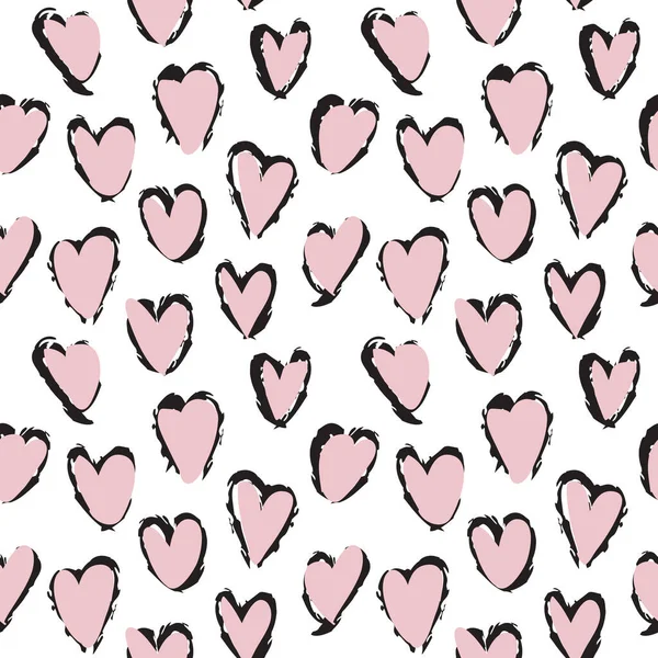 Heart shape Brush Strokes Seamless Pattern — 스톡 벡터