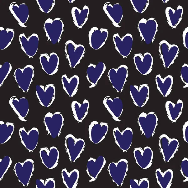 Heart shape Brush Strokes Seamless Pattern — 스톡 벡터