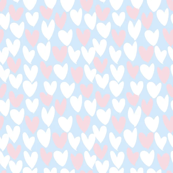 Heart shape Brush Strokes Seamless Pattern — Stock Vector