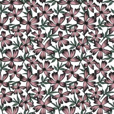 Moda baskıları, mayo, arka plan, web siteleri, duvar kağıtları, el sanatları için uygun bir botanik fırça darbesi deseni.