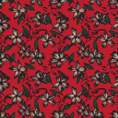 Moda baskıları, mayo, arka plan, web siteleri, duvar kağıtları, el sanatları için uygun bir botanik fırça darbesi deseni.