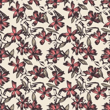 Moda baskıları, mayo, arka plan, web siteleri, duvar kağıtları, el sanatları için uygun bir botanik fırça darbesi deseni.