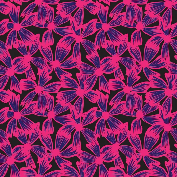 Het Een Botanische Penseelstreek Bloemenpatroon Geschikt Voor Mode Prints Badmode — Stockvector