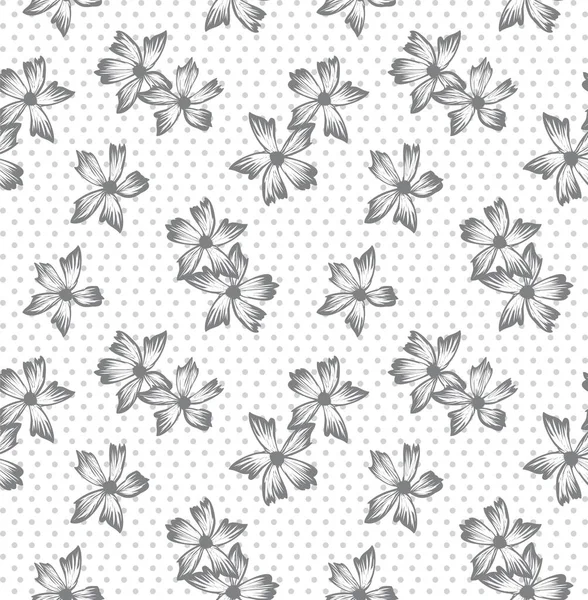 Patrón Floral Pincelada Botánica Con Fondo Punteado Adecuado Para Estampados — Vector de stock