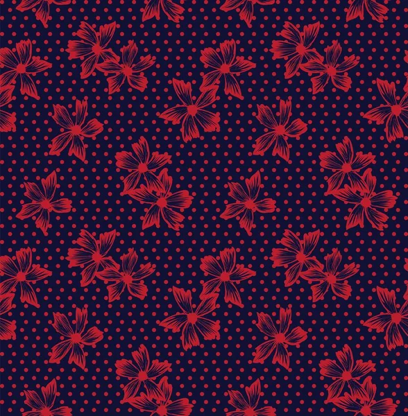 Patrón Floral Pincelada Botánica Con Fondo Punteado Adecuado Para Estampados — Vector de stock