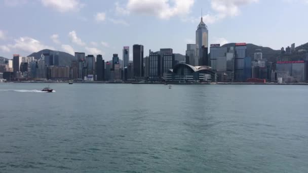 Hong Kong Chine Mars 2020 Ferries Voiles Bateaux Dans Port — Video