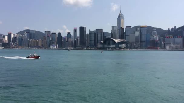 Hong Kong China Mar 2020 Ferries Velas Barcos Victoria Harbour — Vídeo de Stock