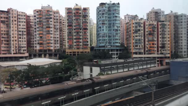 Hongkong Kína Ápr 2020 Kwun Tong Mtr Vonatok Üzemel Hong — Stock videók
