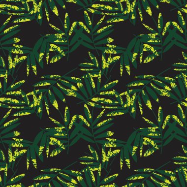 Sarı Tropikal Yaprak botanik desensiz arka plan moda baskıları, grafikler, arka planlar ve el sanatları için uygundur