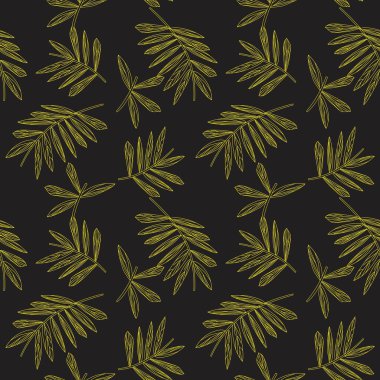 Sarı Tropikal Yaprak botanik desensiz arka plan moda baskıları, grafikler, arka planlar ve el sanatları için uygundur