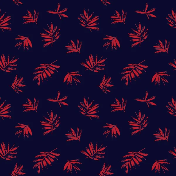 Rosso Navy Tropical Leaf Botanico Senza Cuciture Modello Sfondo Adatto — Vettoriale Stock