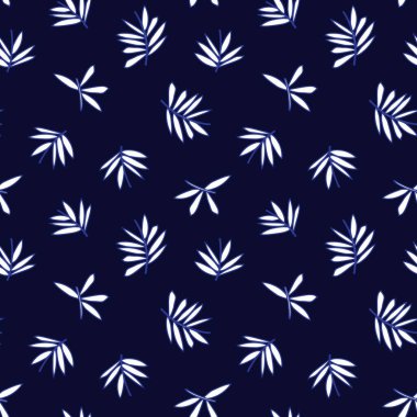 Mavi Tropik Yaprak botanik desensiz arka plan moda baskıları, grafikler, arka planlar ve el sanatları için uygundur