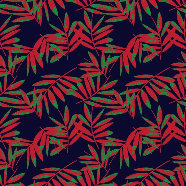 Rosso Navy Tropical Leaf Botanico Senza Cuciture Modello Sfondo Adatto — Vettoriale Stock