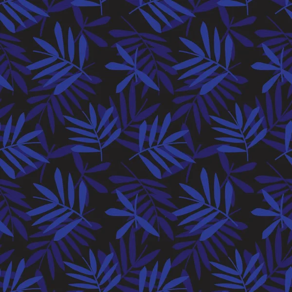 Blue Tropical Leaf Botanical Seamless Pattern Background Підходить Друку Мод — стоковий вектор