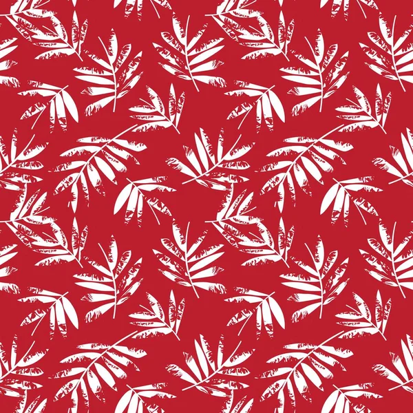 Red Tropical Leaf Botanico Senza Cuciture Modello Sfondo Adatto Stampe — Vettoriale Stock