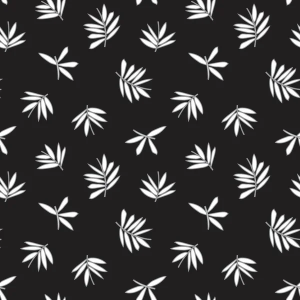 Черно Белый Ботанический Шаблон Leaf Печати Подходит Модных Принтов Графики — стоковый вектор