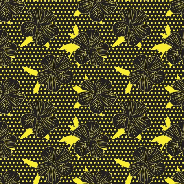 ファッションプリント グラフィック 背景や工芸品のための点線の背景を持つ黄色の植物シームレスなパターン — ストックベクタ