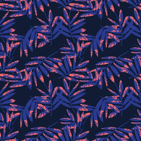 Pink Navy Tropical Leaf Botanical Seamless Pattern Background Підходить Друку — стоковий вектор