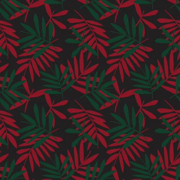 Christmas Tropical Leaf Botaniska Sömlösa Mönster Bakgrund Lämplig För Mode — Stock vektor