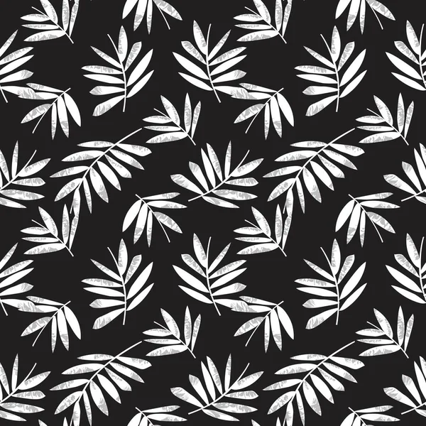 Черно Белый Ботанический Шаблон Leaf Печати Подходит Модных Принтов Графики — стоковый вектор