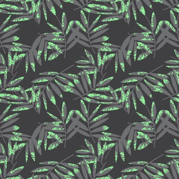 グレー熱帯葉植物シームレスパターン背景に適したファッションプリント グラフィック 背景や工芸品 — ストックベクタ