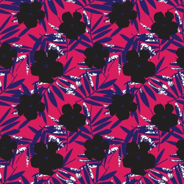 Moda baskıları, grafikler, arka planlar ve el sanatları için uygun pembe bitkisel desensiz arkaplan