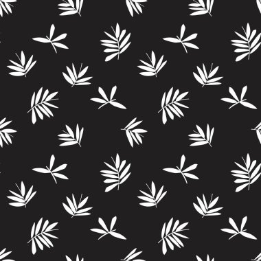Siyah ve Beyaz Tropikal Yaprak botanik desensiz arka plan moda baskıları, grafikler, arka planlar ve el sanatları için uygun