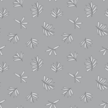 Gri Tropik Yaprak botanik desensiz arka plan moda baskıları, grafikler, arka planlar ve el sanatları için uygun