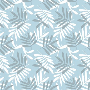 Gökyüzü Mavi Tropikal Yaprak botanik desensiz arka plan moda baskıları, grafikler, arka planlar ve el sanatları için uygundur