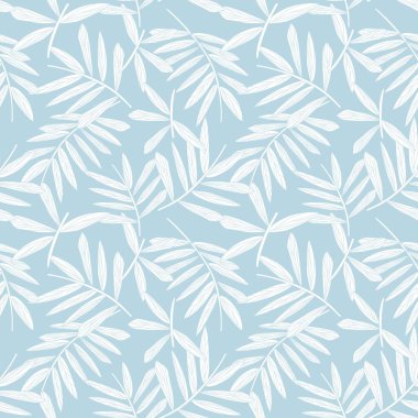 Gökyüzü Mavi Tropikal Yaprak botanik desensiz arka plan moda baskıları, grafikler, arka planlar ve el sanatları için uygundur