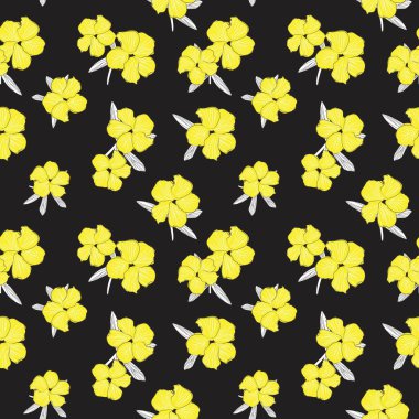 Sarı bitkisel bitki desenli arka plan moda baskıları, grafikler, arka planlar ve el sanatları için uygun