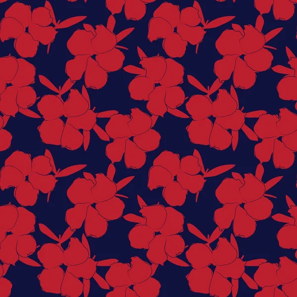 Rouge Bleu Floral Botanique Fond Motif Sans Couture Adapté Pour — Image vectorielle