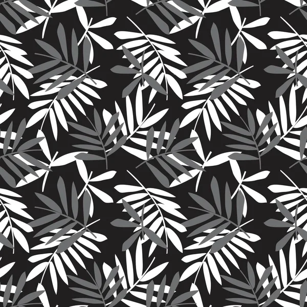 Black White Tropical Leaf Botanischer Nahtloser Musterhintergrund Für Modedrucke Grafiken — Stockvektor