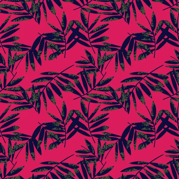 紫熱帯葉植物シームレスパターン背景に適しファッションプリント グラフィック 背景や工芸品 — ストックベクタ