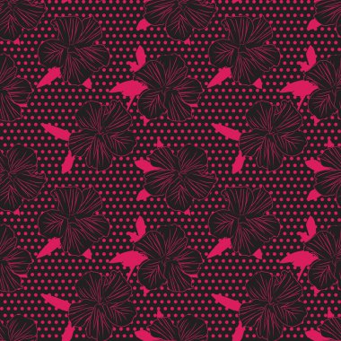 Moda baskıları, grafikler, arka planlar ve el sanatları için uygun pembe bitkisel desensiz arkaplan