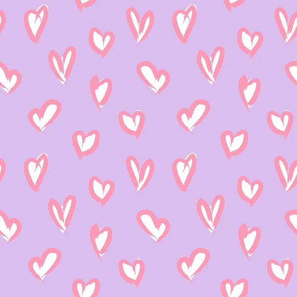Paars Hartvormige Valentijnsdag Naadloze Patroon Achtergrond Voor Mode Textiel Graphics — Stockvector