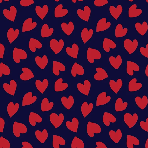 Rosso Navy Forma Cuore San Valentino Senza Soluzione Continuità Modello — Vettoriale Stock