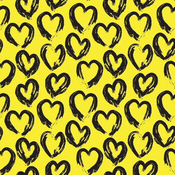 Gele Hartvormige Valentijnsdag Naadloze Patroon Achtergrond Voor Mode Textiel Graphics — Stockvector